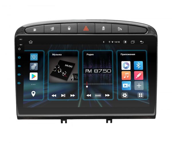 Штатна магнітола Incar DTA2-7004 для Peugeot 308 2007-2013, 408 2011+ Black